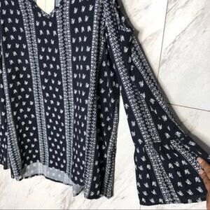 NEW Mittoshop Western Cold Shoulder Bell Sleeve Bandana Print Blouse SZ S